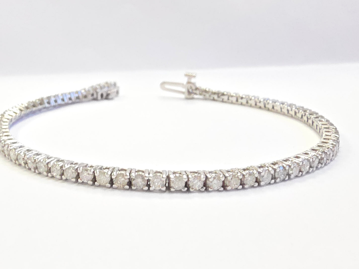 2.21 Carat Natural Diamond Tennis Bracelet 14 Karat White Gold