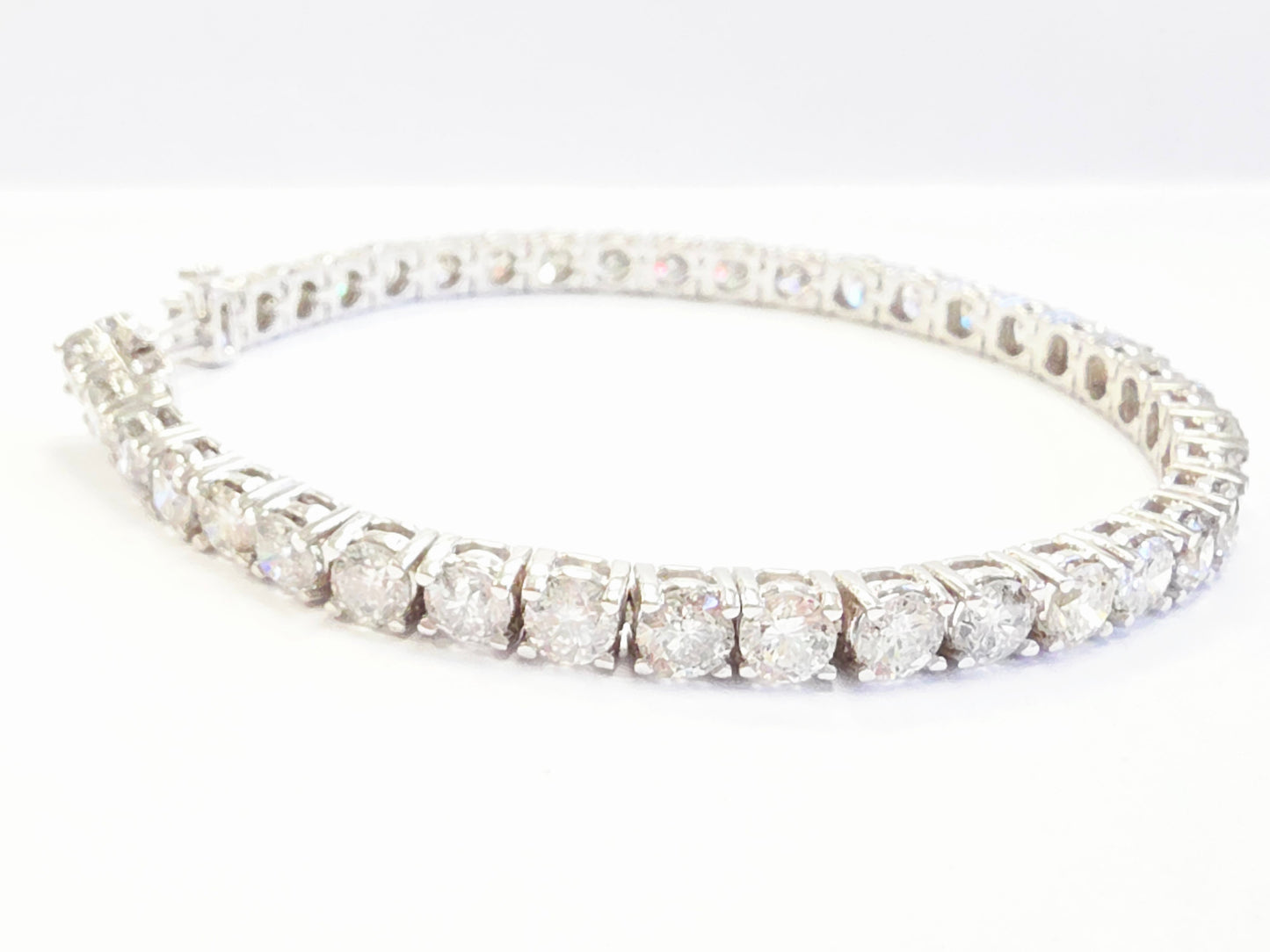 12.43 Carat Natural Diamond Tennis Bracelet 14 Karat White Gold