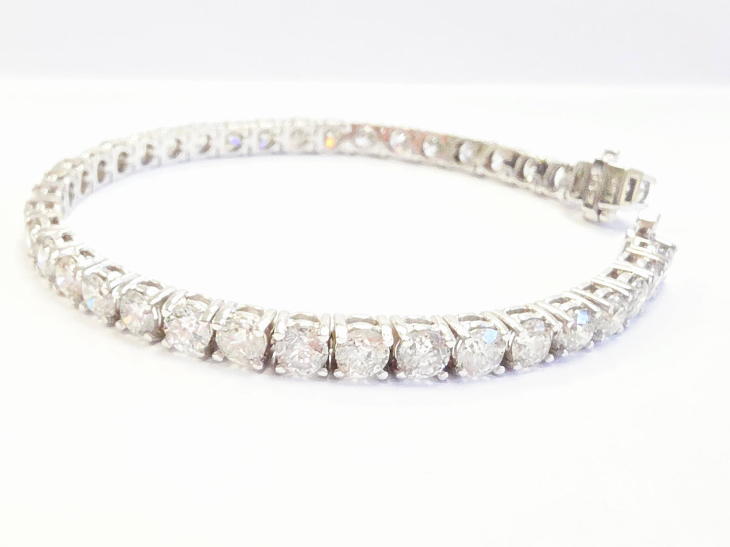 12.43 Carat Natural Diamond Tennis Bracelet 14 Karat White Gold