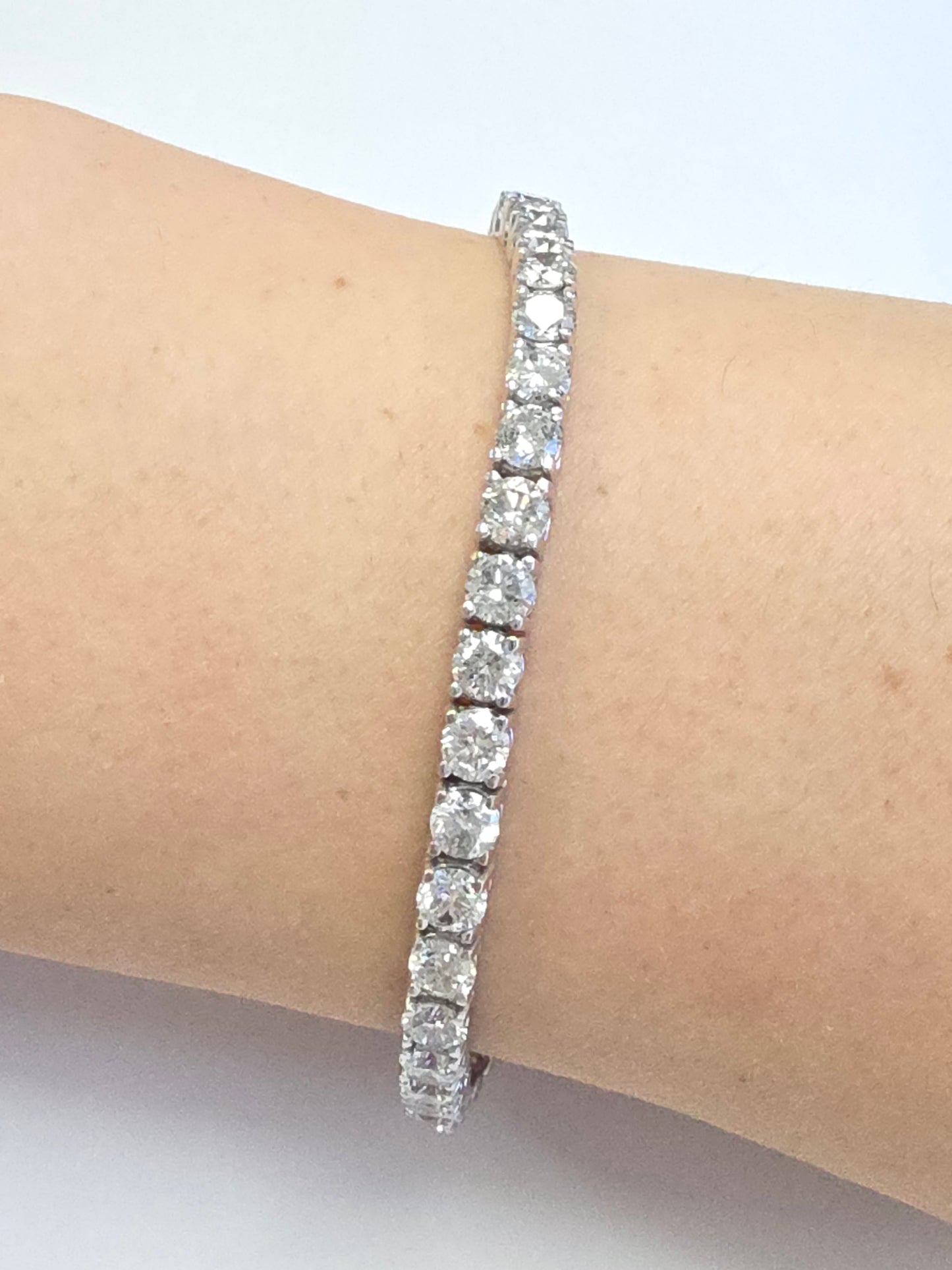 12.43 Carat Natural Diamond Tennis Bracelet 14 Karat White Gold