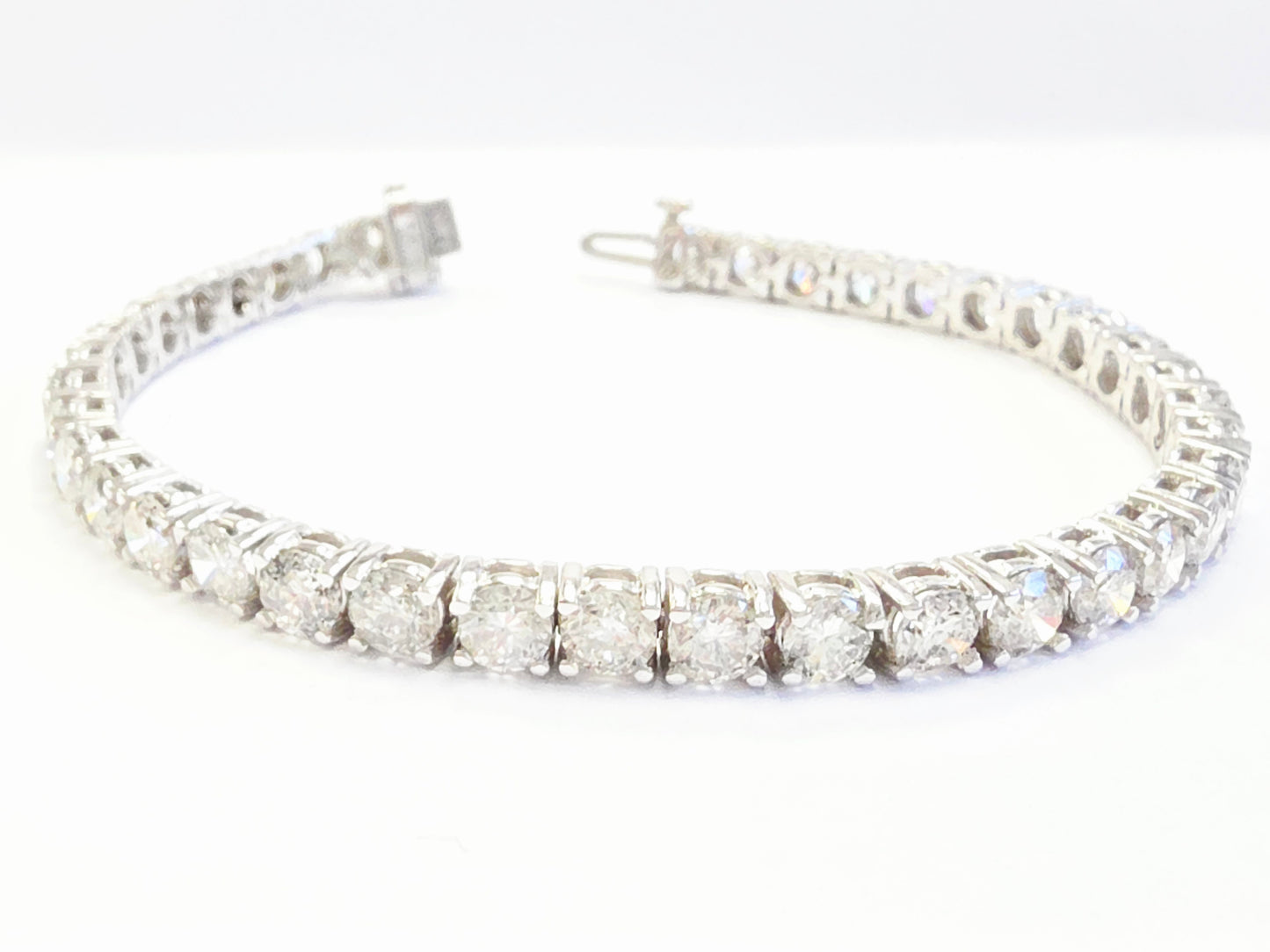 12.43 Carat Natural Diamond Tennis Bracelet 14 Karat White Gold