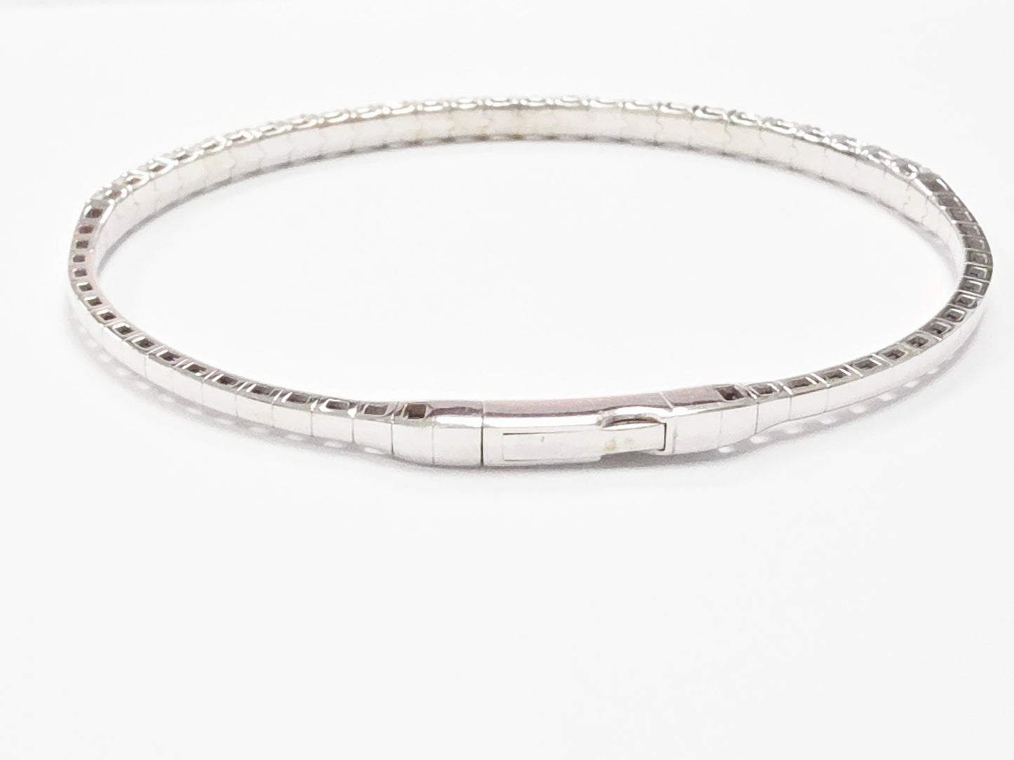 3.08 Carat Natural Diamond Flexible Bangle White Gold 14 Karat