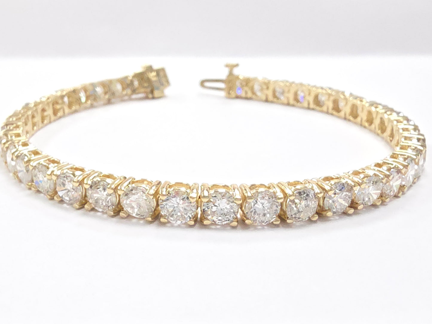 12.10 Carat Natural Diamond Tennis Bracelet 14K Yellow Gold