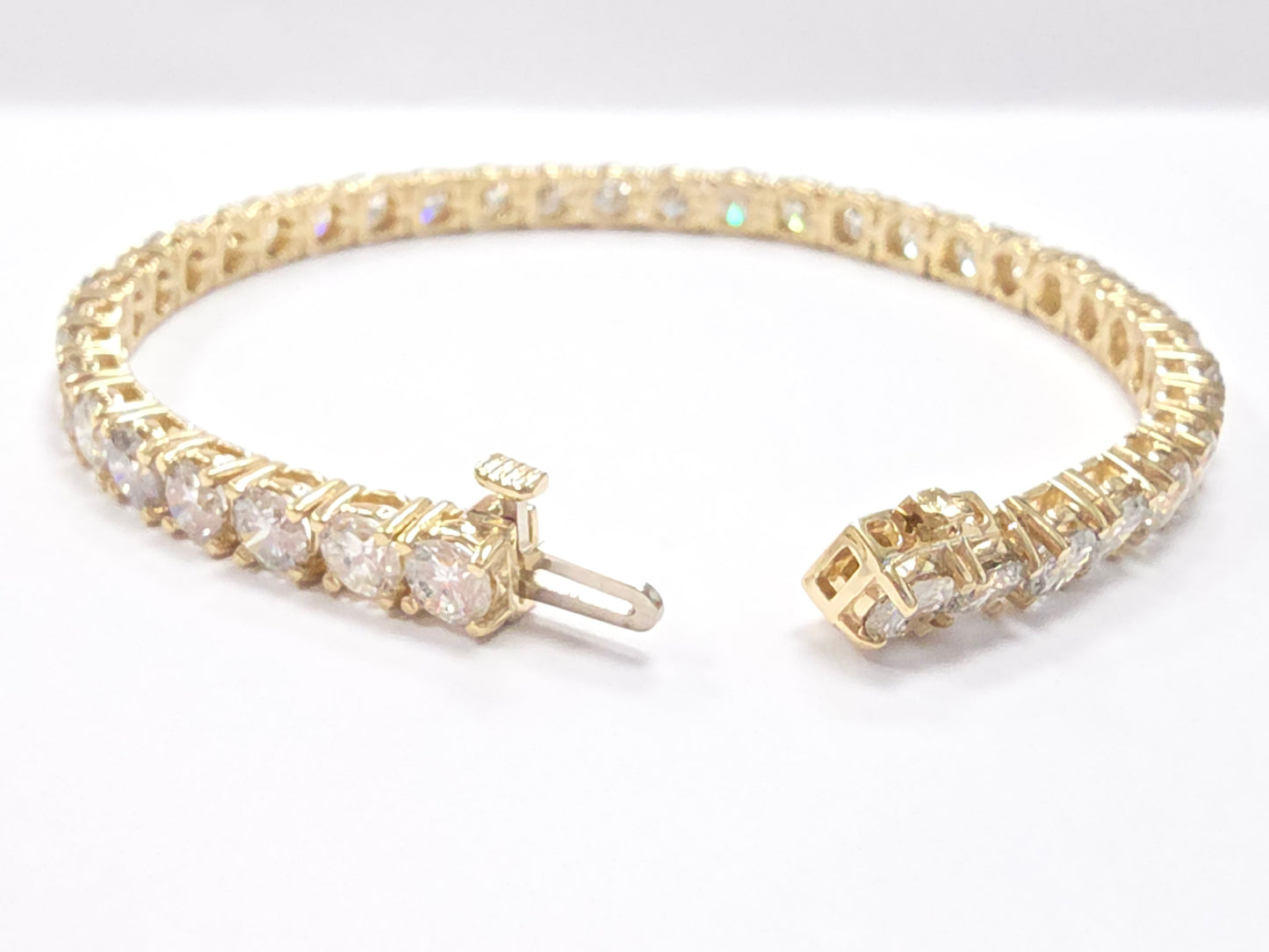 12.10 Carat Natural Diamond Tennis Bracelet 14K Yellow Gold