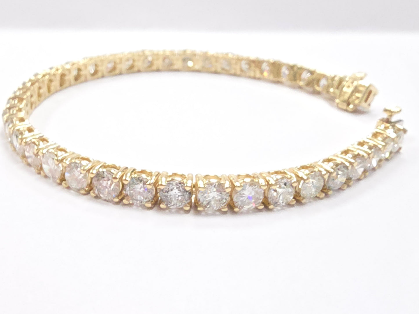 12.10 Carat Natural Diamond Tennis Bracelet 14K Yellow Gold