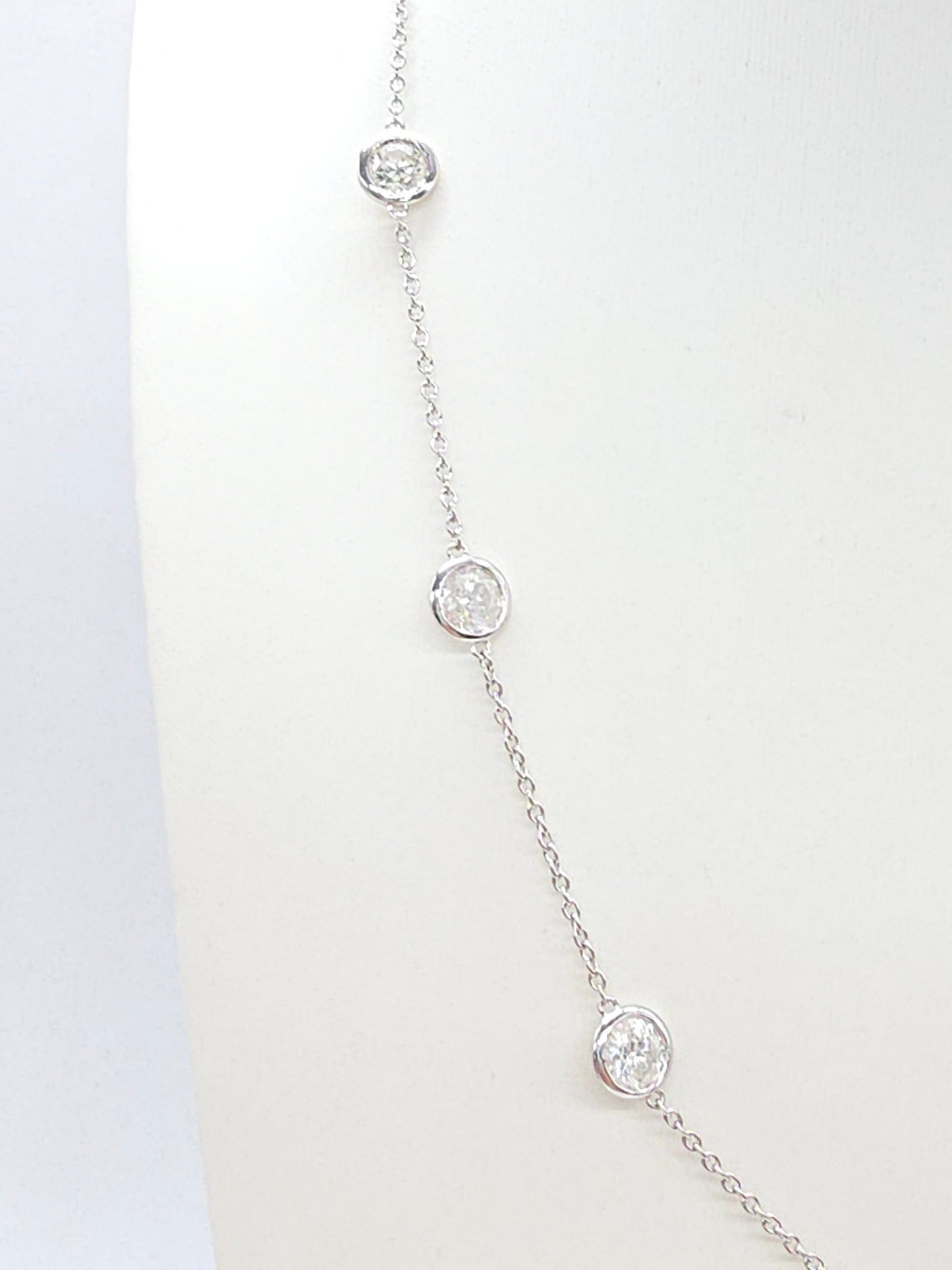 6.56 Carat Nature Diamond By The Yard Necklace 14 Karat White Gold 18''