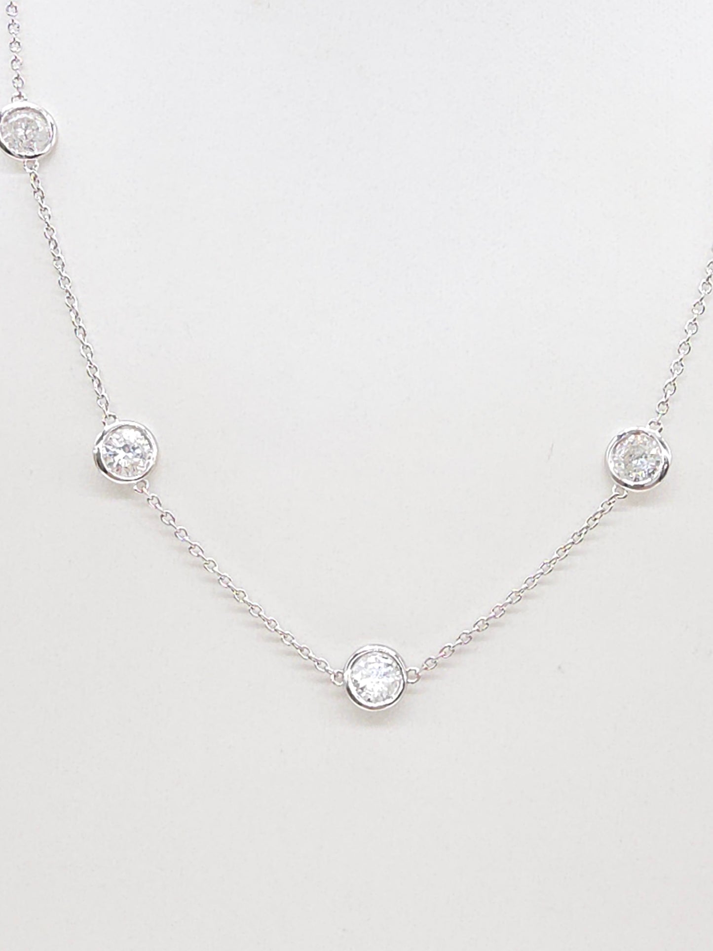 6.56 Carat Nature Diamond By The Yard Necklace 14 Karat White Gold 18''