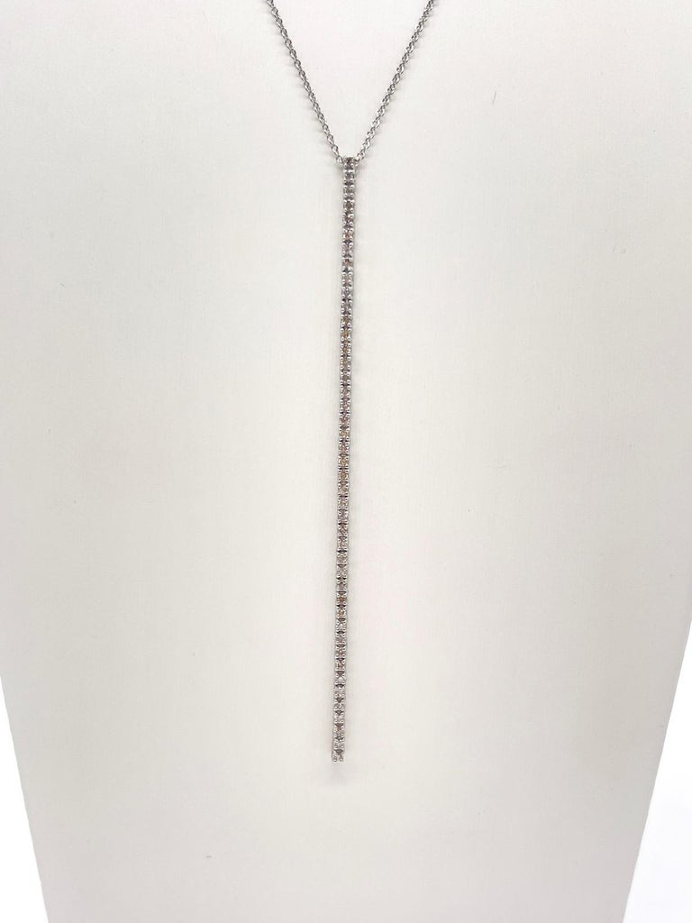 0.58 Carat Natural Diamond Tennis-Style Drop Pendant Necklace in 14K White Gold