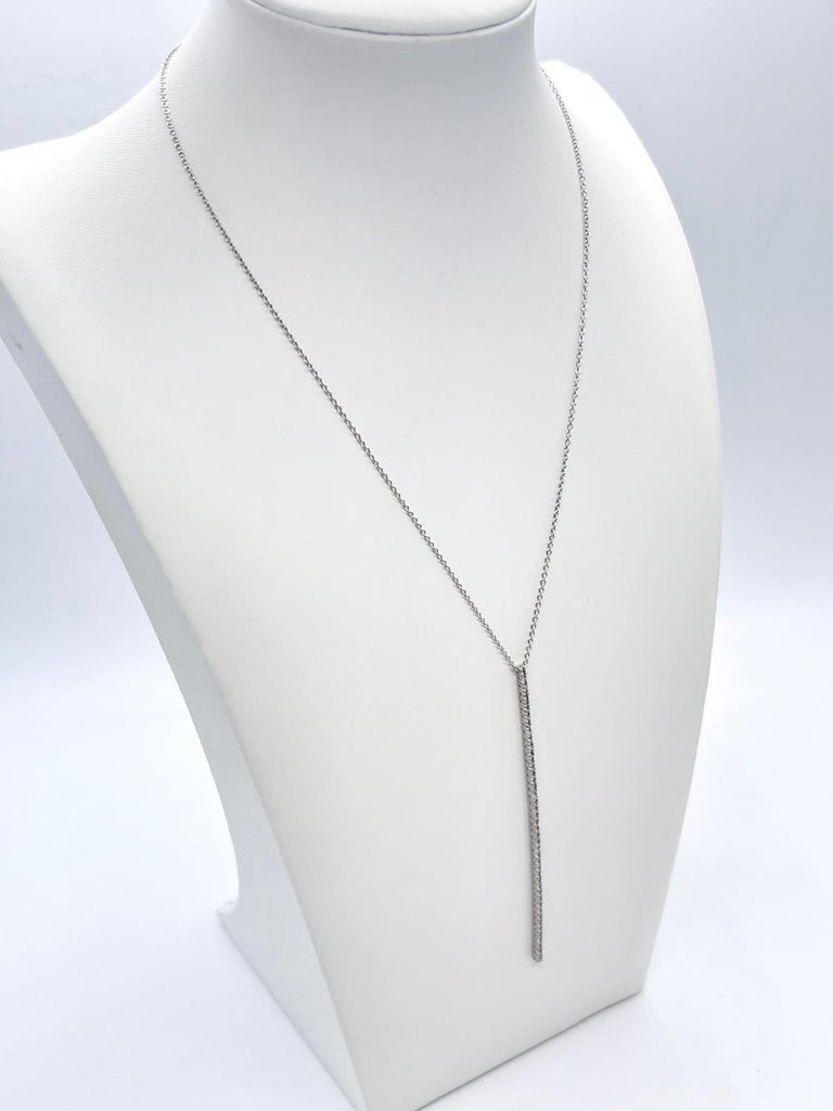 0.58 Carat Natural Diamond Tennis-Style Drop Pendant Necklace in 14K White Gold