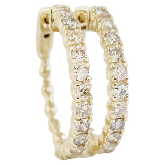 1.45 Carat Diamond Hoop Earrings – 14K Yellow Gold