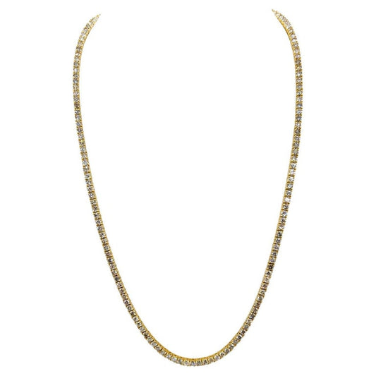 15.30 Carat Natural Diamond Tennis Necklace in 14K Yellow Gold 20"