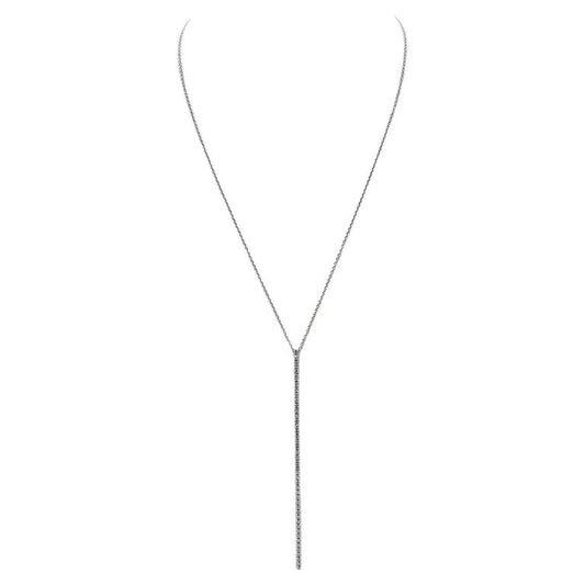 0.58 Carat Natural Diamond Tennis-Style Drop Pendant Necklace in 14K White Gold