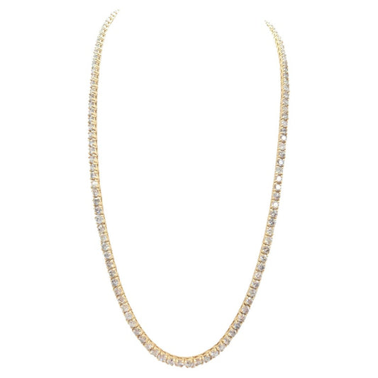 22.75 Carat Natural Diamond Tennis Necklace in 14K Yellow Gold 20"
