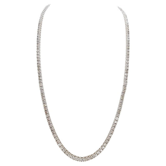 15.65 Carat Round Brilliant Cut Diamond Tennis Necklace 14 Karat White Gold 22''
