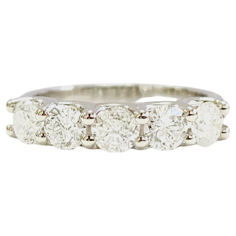 1.37 Carat Natural Diamond White Gold Mini band Ring 14K