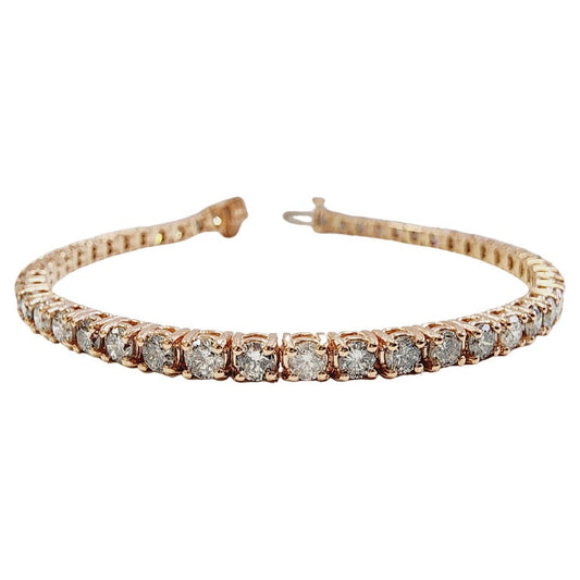 5.70 Carat Round Brilliant Natural Diamond Tennis Bracelet 14 Karat Rose Gold