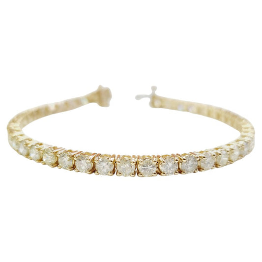 7.83 Carat Natural Diamond Tennis Bracelet 14 Karat Yellow Gold