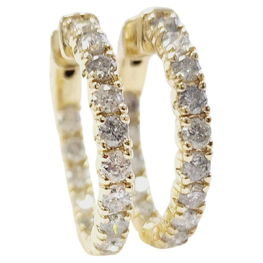 3.03 Carat Diamond Hoops Earrings 14 Karat Yellow Gold