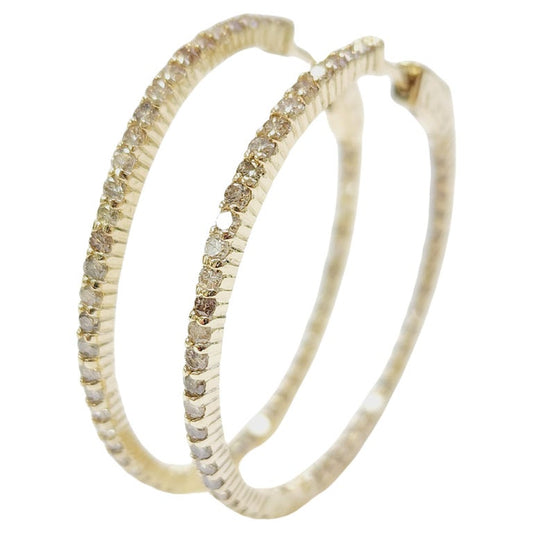1.97 Carat Diamond Hoops Earrings 14 Karat Yellow Gold