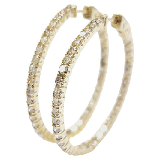 2.48 Carat Diamond Hoops Earrings 14 Karat Yellow Gold