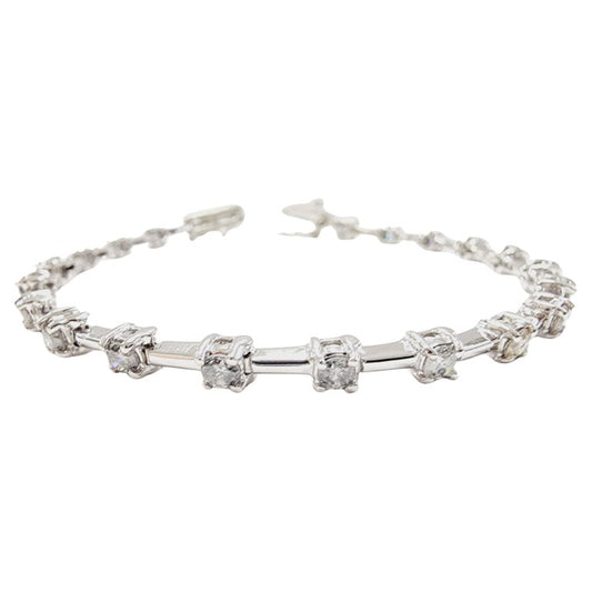 2.41 Carat Natural Diamond Tennis Bracelet 14 Karat White Gold