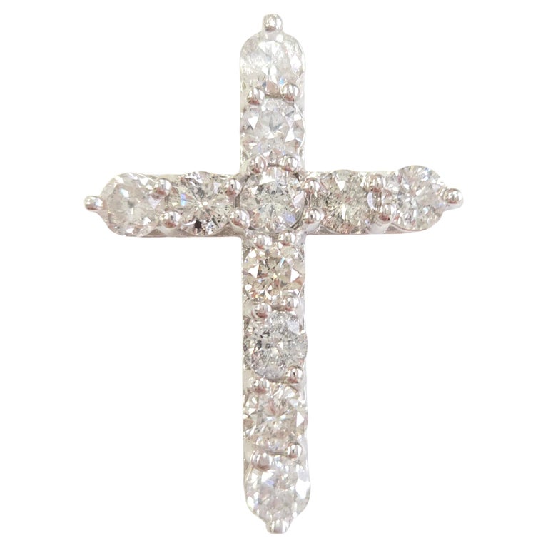 3.35 Carat White Gold Natural Diamond Cross Pendant