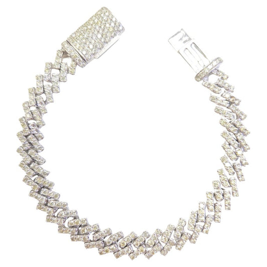 7.18 Carat Diamond Cuban Bracelet Solid 14 Karat White Gold