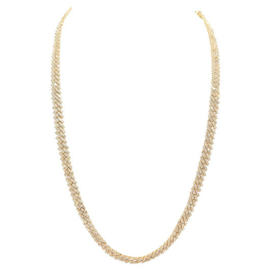 11.26 Carats Natural Diamonds Cuban Necklace Chain 10 Karats Yellow Gold 22''