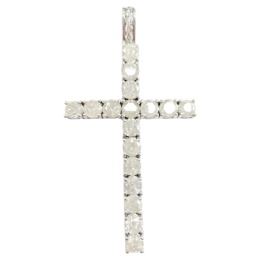 18.42 Carat Natural Diamond LARGE Cross Pendant 14 Karat White Gold