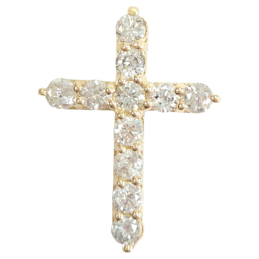 3.21 Carat Natural Diamond Cross Pendant 14 Karat Yellow Gold