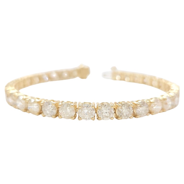 15.90 Carat Natural Diamond Tennis Bracelet 14 Karat Yellow Gold