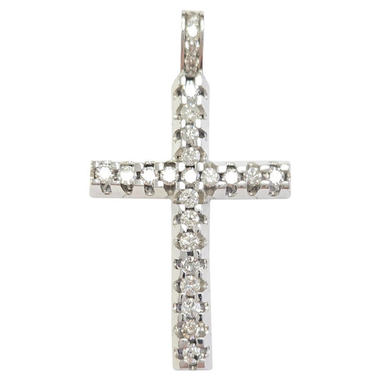 5.50 Carat Natural Diamond Cross Pendant 14 Karat White Gold