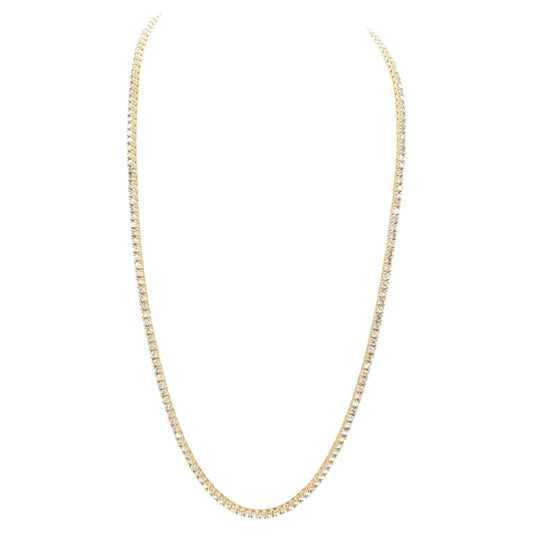 8.84 Carat Round Natural Diamond Tennis Necklace 14 Karat Yellow Gold 22''