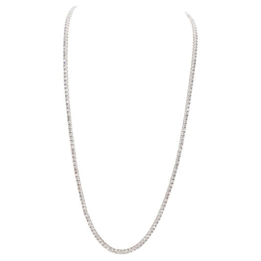 8.91 Carat Natural Round Brilliant Cut Diamond Tennis Necklace 14 Karat White Gold 22''