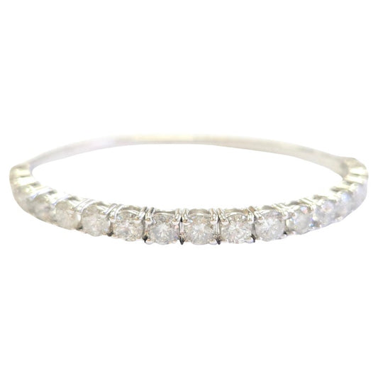 7.10 Carat Natural Diamond Flexible Bangle White Gold 14 Karat