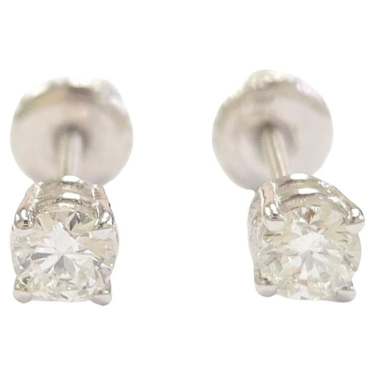 0.50 Carat Natural Brilliant Round Diamond Stud Earrings in 14K White Gold