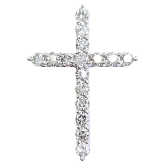 5.33 Carat Natural Diamond Cross Pendant 14 Karat White Gold