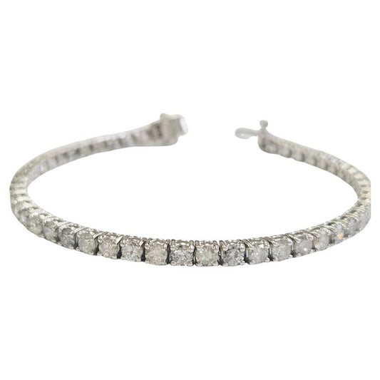 6.35 Carat Natural Diamond Tennis Bracelet 14 Karat White Gold