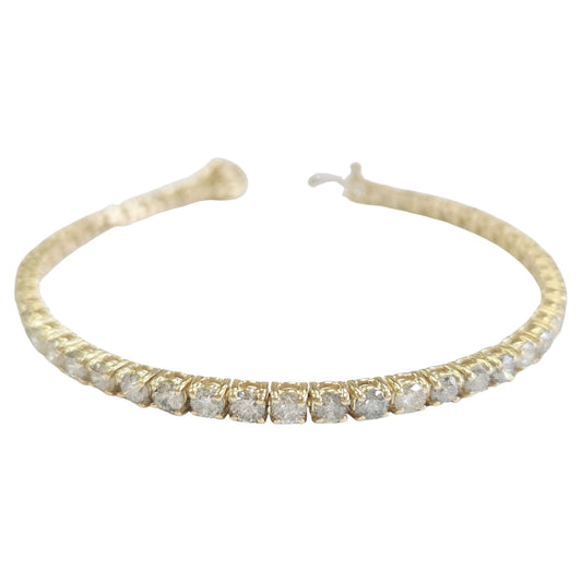 6.50 Carat Natural Diamond Tennis Bracelet 14 Karat Yellow Gold