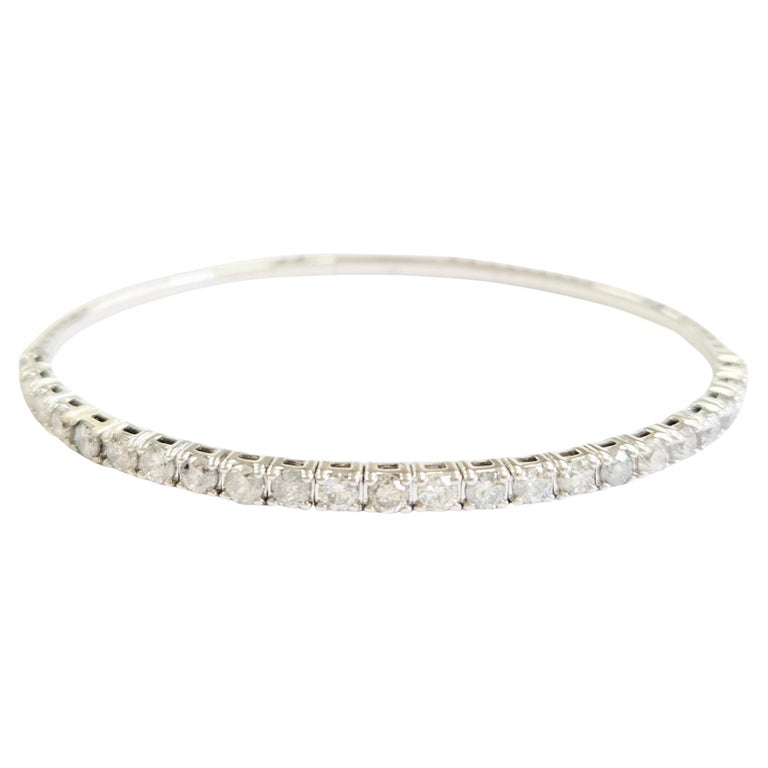 3.70 Carat Natural Diamond Flexible Bangle White Gold 14 Karat