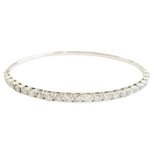 3.70 Carat Natural Diamond Flexible Bangle White Gold 14 Karat