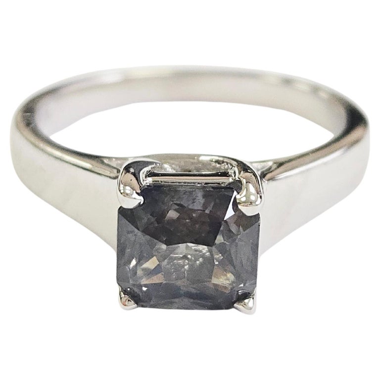 2.32 Carat Radiant-Cut Natural Green Sapphire Ring in 14K White Gold