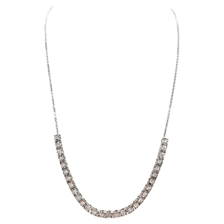 0.82 Carat Diamond Mini Illusion Necklace 14 Karat White Gold 18''