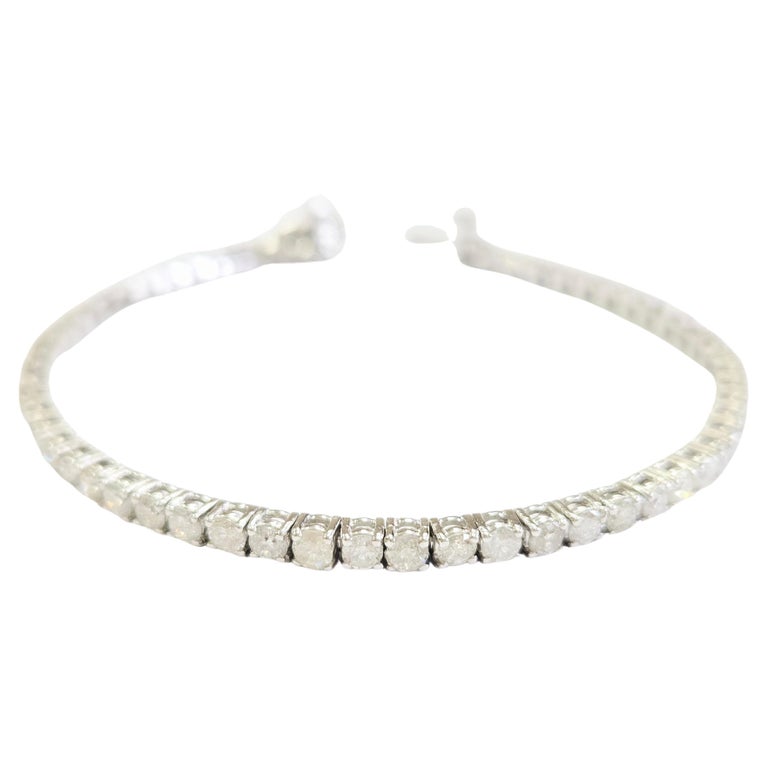 5.10 Carat Natural Diamond Tennis Bracelet 14 Karat White Gold