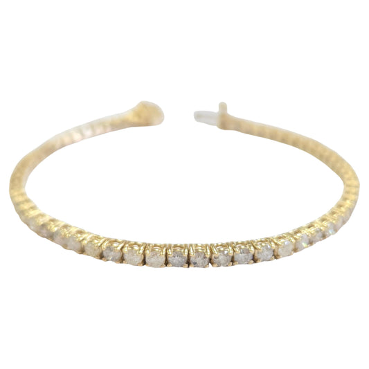 4.16 Carat Natural Diamond Tennis Bracelet 14 Karat Yellow Gold