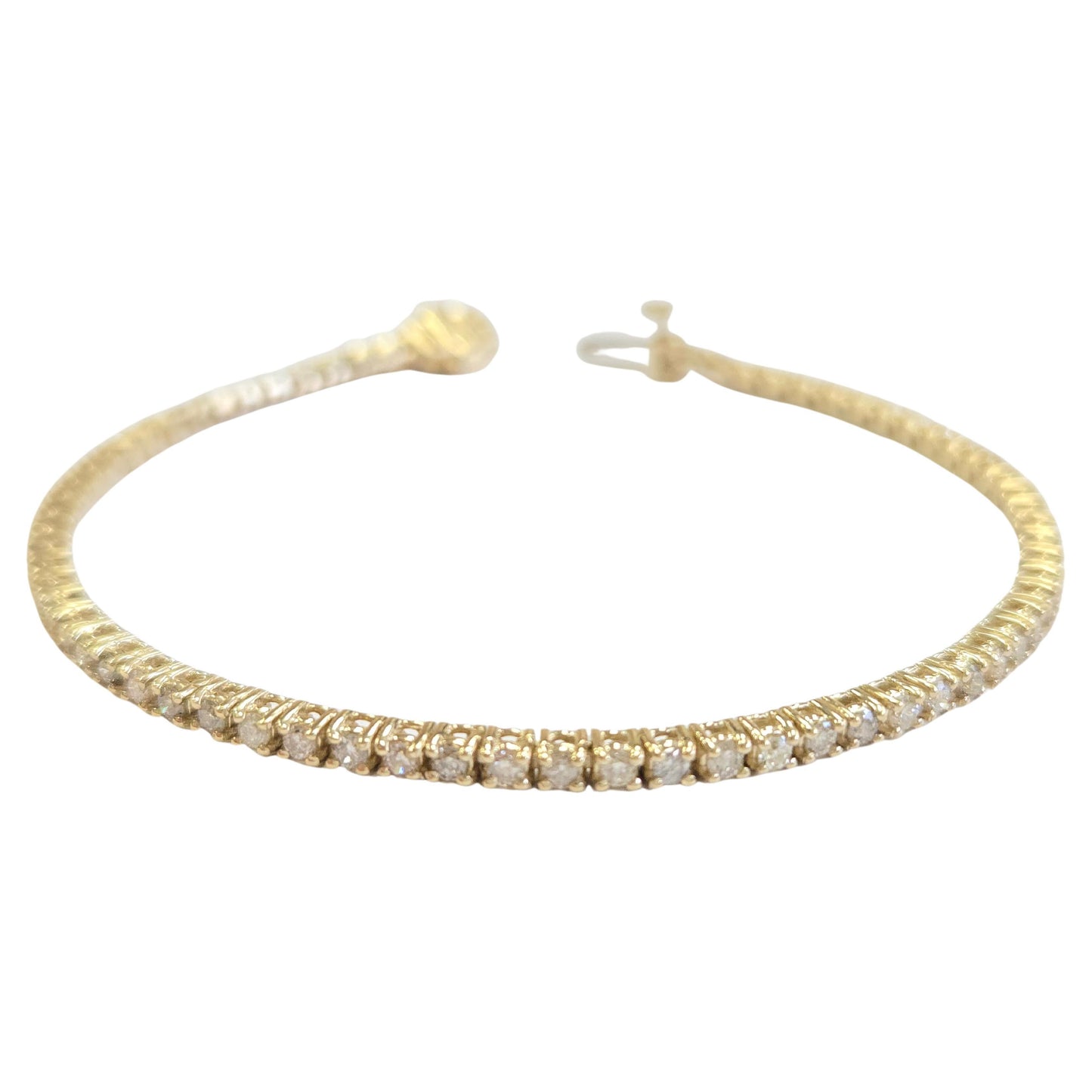 1.92 Carat Natural Diamond Tennis Bracelet 14 Karat Yellow Gold