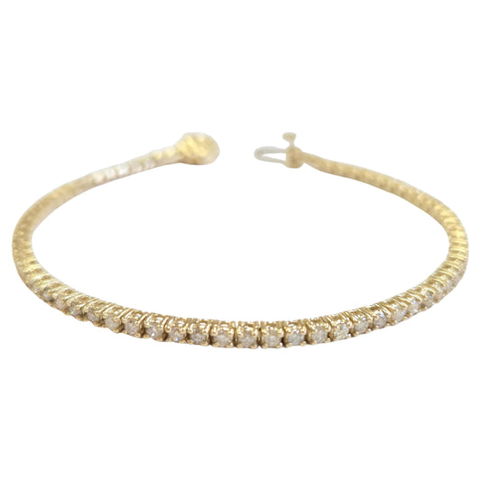 1.92 Carat Natural Diamond Tennis Bracelet 14 Karat Yellow Gold