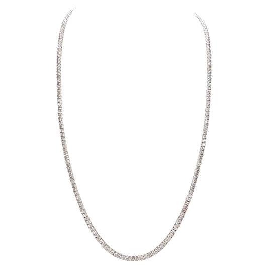 9.45 Carat Round Natural Diamond Tennis Necklace 14 Karat White Gold 22''