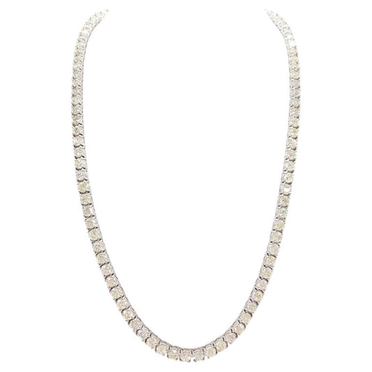 40.28 Carat Round Natural Diamond Tennis Necklace 14 Karat White Gold 21''