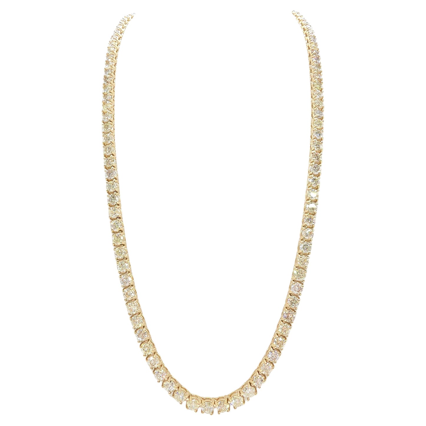 40.58 Carat Natural Diamond Tennis Necklace in 14K Yellow Gold 22"
